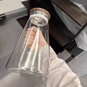 Clear Glass Water Pitcher with Wooden Lid